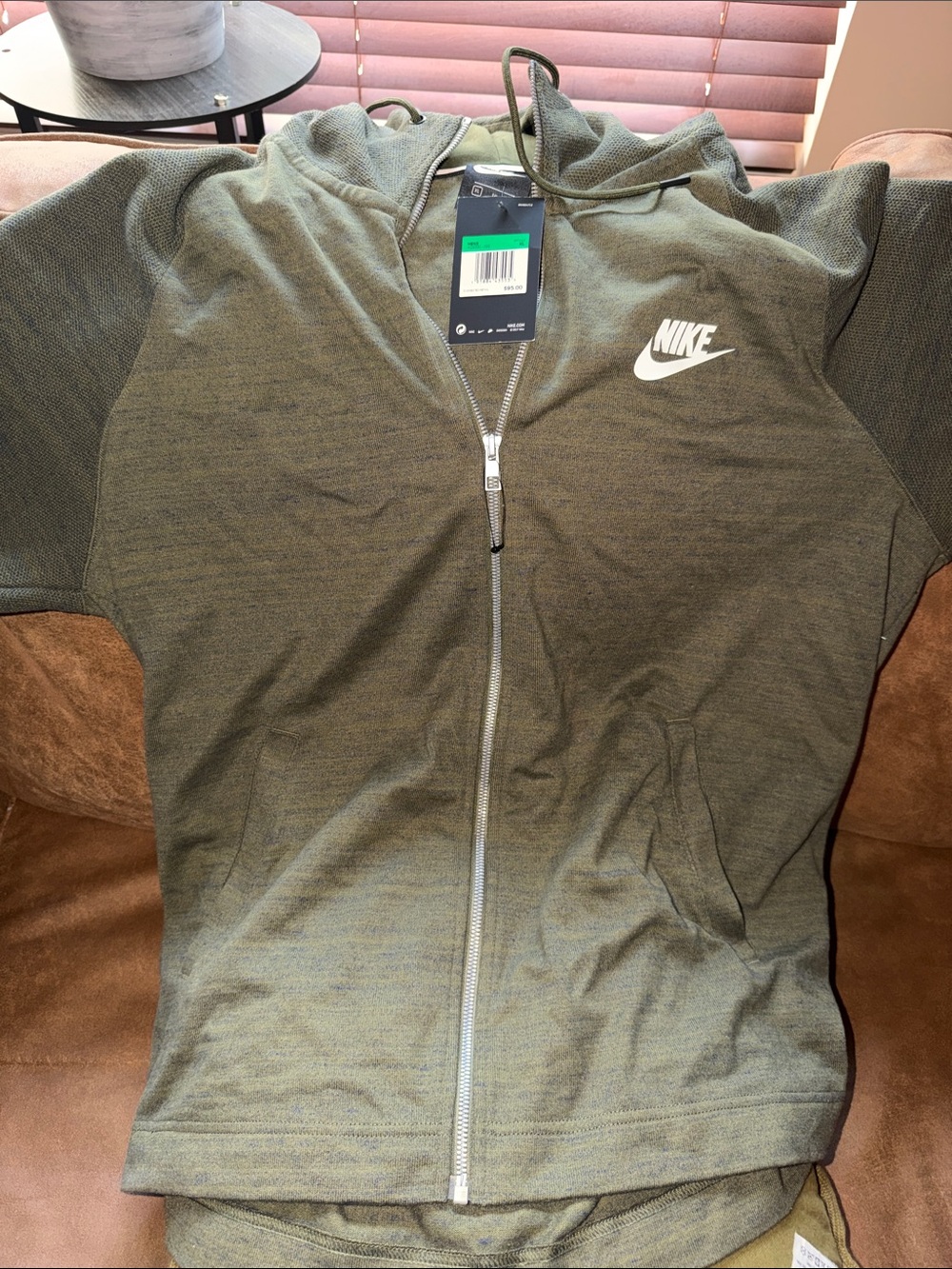 Nike Olive Green Full-Zip Performance Hoodie